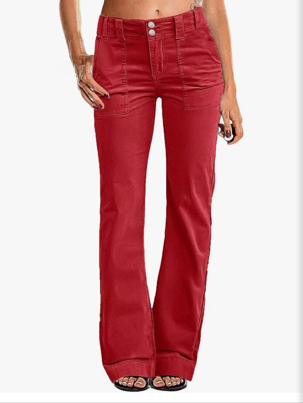 Red Cargo-Style Pants | Statement Casual Look | Size L (10-12)